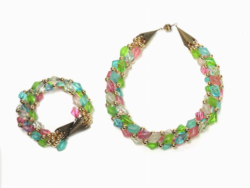 Parure in Plexiglas e Metallo Dorato