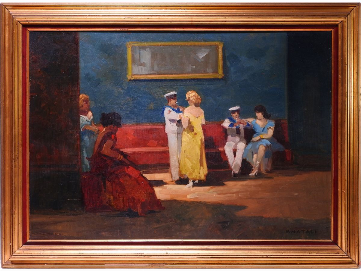Renato Natali - Casa di Appuntamenti con Figure Femminili e Marinai Fine Anni Trenta/inizio Anni ...