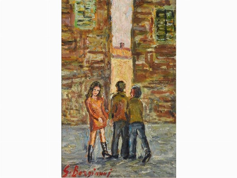 Guido Borgianni - Scorcio di Firenze con Figure