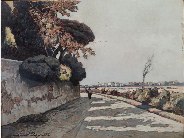 Gino Romiti - View of a Street with Figure