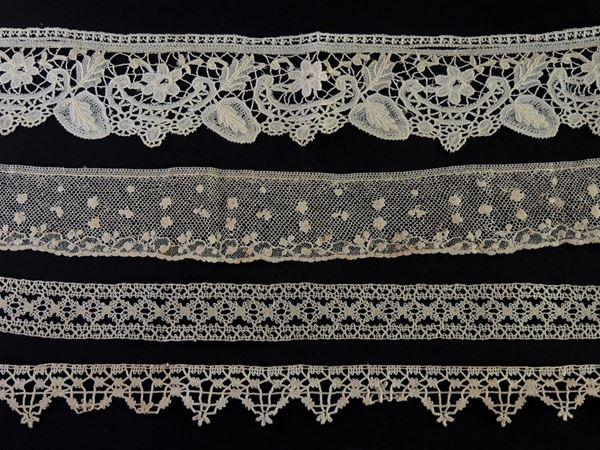 Otto bordure in cotone, lino e tulle
