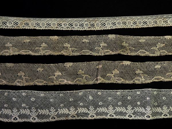 Sette bordure in cotone, lino e tulle