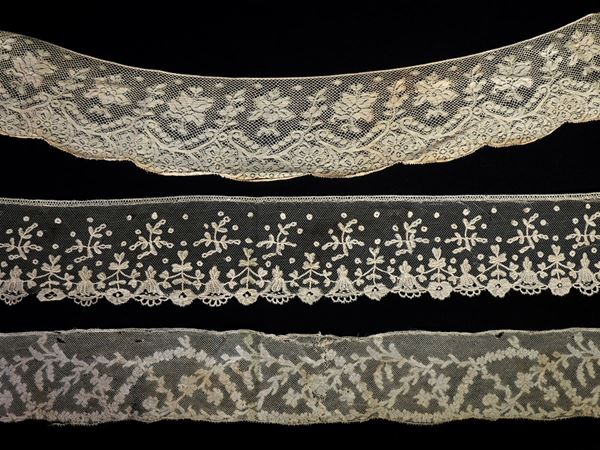 Sei bordure in cotone, lino e tulle