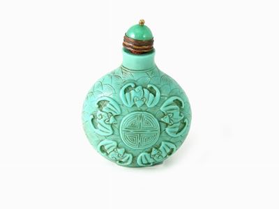 Snuff Bottle in Vetro Verde
