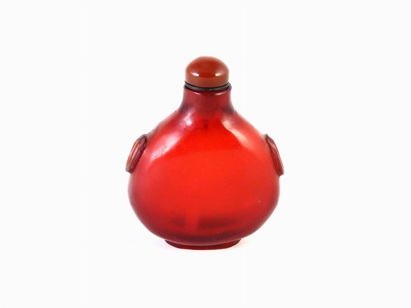 Snuff Bottle in Vetro Rosso