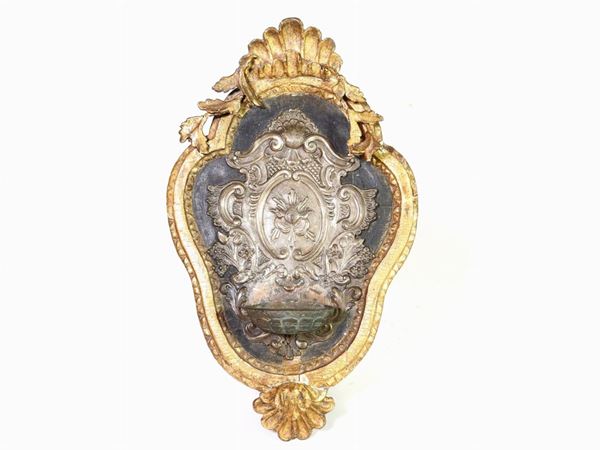 A Metal and Giltwood Wall Stoup