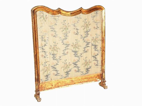 A Giltwood and Silk Fire Screen