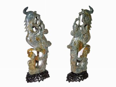 Coppia di Sculture in Pietra Saponaria