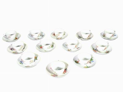 Serie di Dodici Tazzine da Caffè in Porcellana