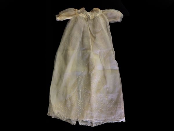 Ivory silk and lace baptism dress