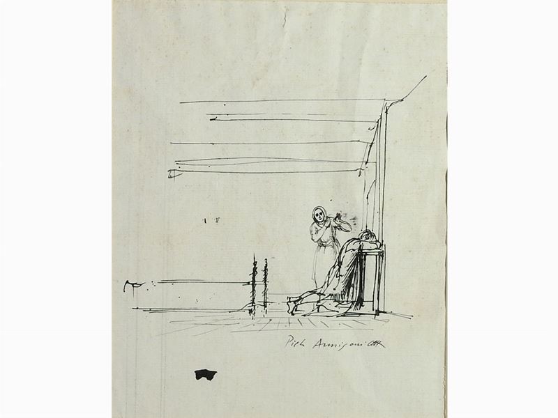 Pietro Annigoni - Scena D'interno con Figure