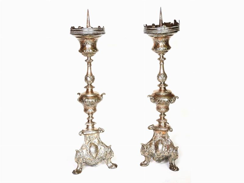 Coppia di Torciere in Argento