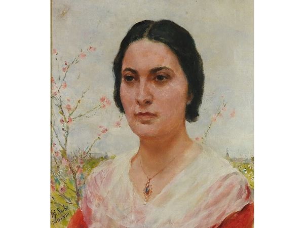 Raffaello Sorbi - Ritratto della Signora Rosetta Mancini in Ricci 1930
