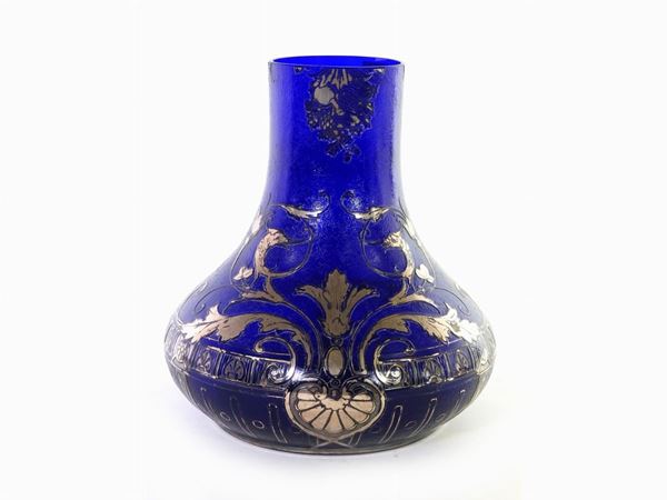 A Blue and Silver Glass Vase