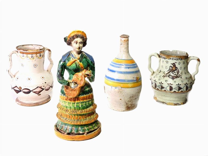 Lotto di Oggetti in Terracotta Smaltata