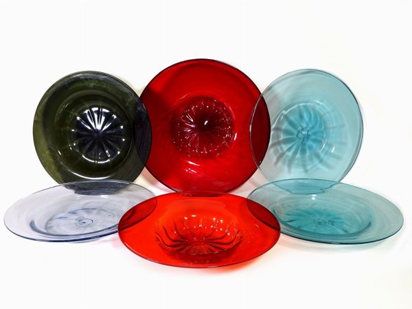 Six Blown Glass Plates
