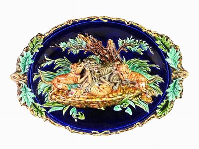 Grande Vassoio da Parata in Maiolica Policroma