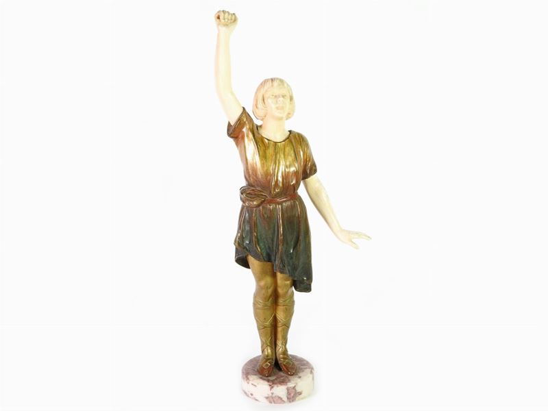Scultura in Avorio e Bronzo Dorato