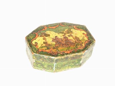 Scatola in Legno Laccato e Decorato Ad Arte Povera
