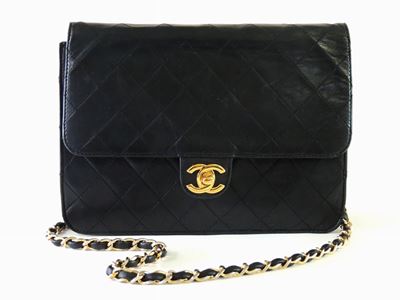 Borsa "timeless" a Spalla in Pelle Nera Matelassè, Chanel