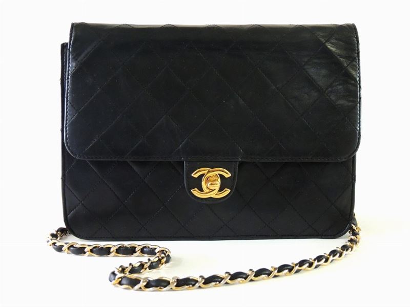 Borsa "timeless" a Spalla in Pelle Nera Matelassè, Chanel