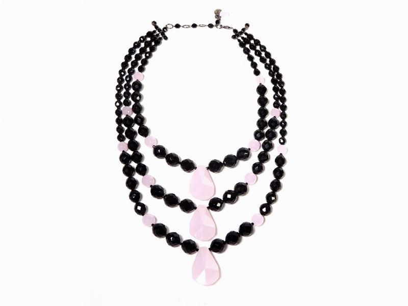Collana in Onice e Quarzo Rosa, Giorgio Armani