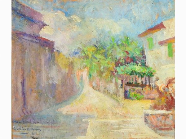 Edoardo Gordigiani - View of a Tuscan Street 1948