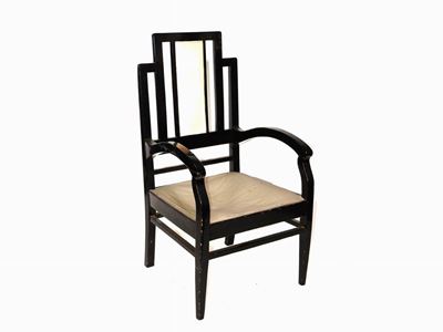 Seggiolone in Legno Laccato Nero