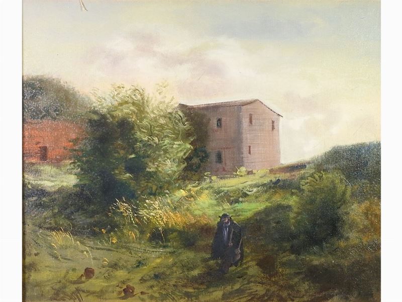 Silvestro Pistolesi - Paesaggio con Viandante 1974