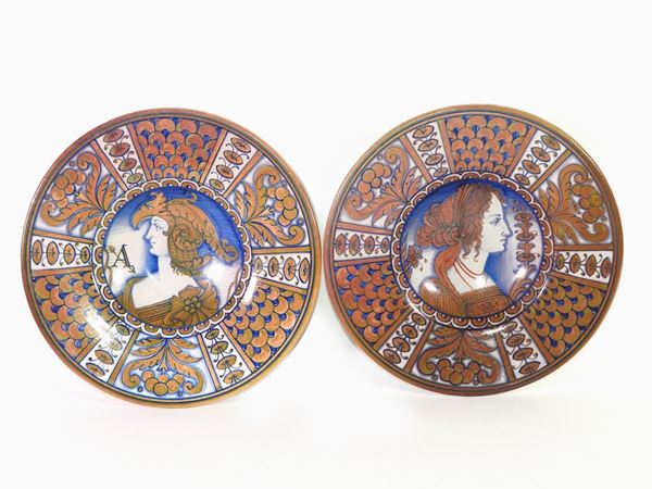 A Pair of Lustred Earthenware Plates