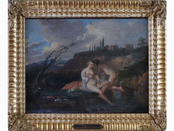 Scuola francese del XVIII secolo - Nymphs in a Landscape