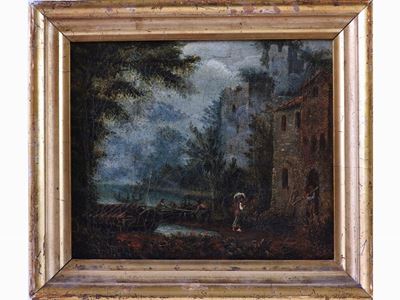 Paesaggio Fluviale con Personaggi