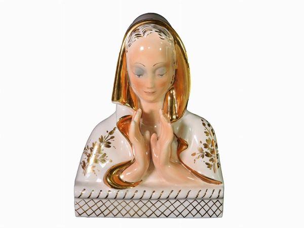 Madonna in preghiera  (Elcod per Cacciapuoti, Anni Quaranta)  - Asta Arredi e dipinti antichi - I - Maison Bibelot - Casa d'Aste Firenze - Milano