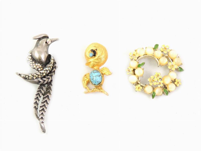 Tre Spille in Metallo e Strass