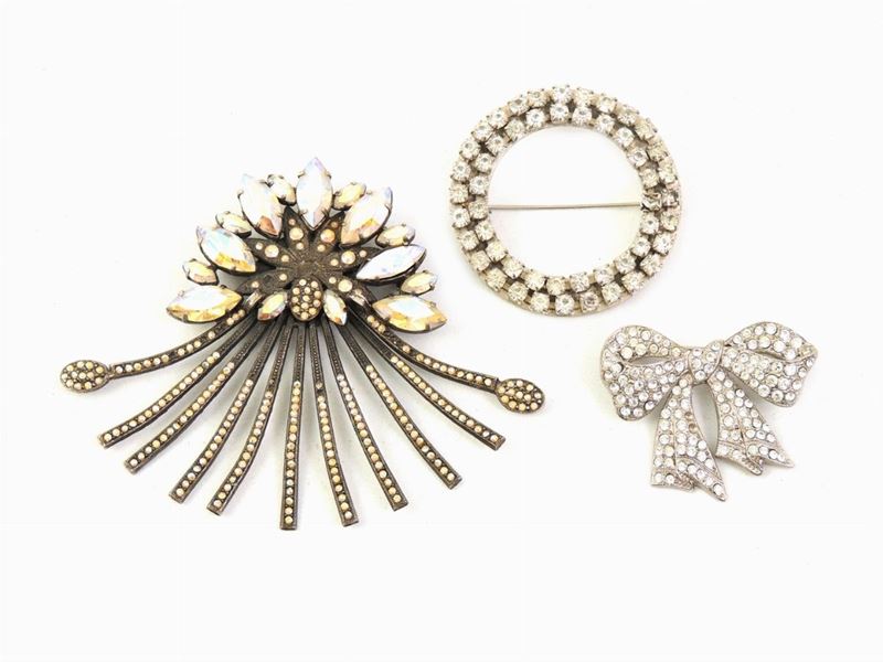 Tre Spille in Metallo e Strass