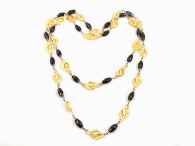 Collana in Metallo Dorato e Vetro