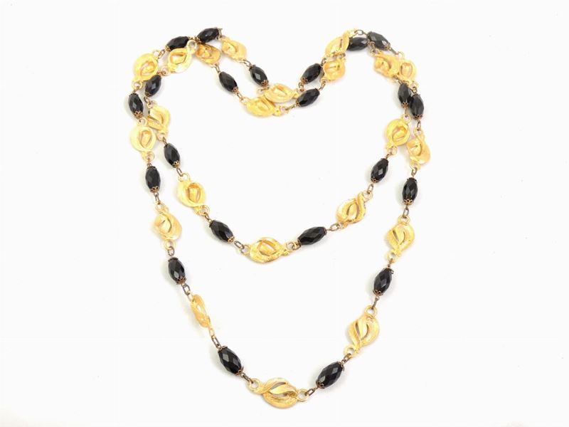 Collana in Metallo Dorato e Vetro