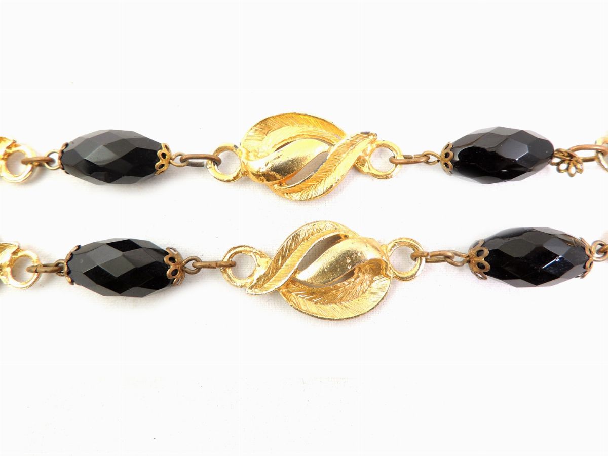 Collana in Metallo Dorato e Vetro