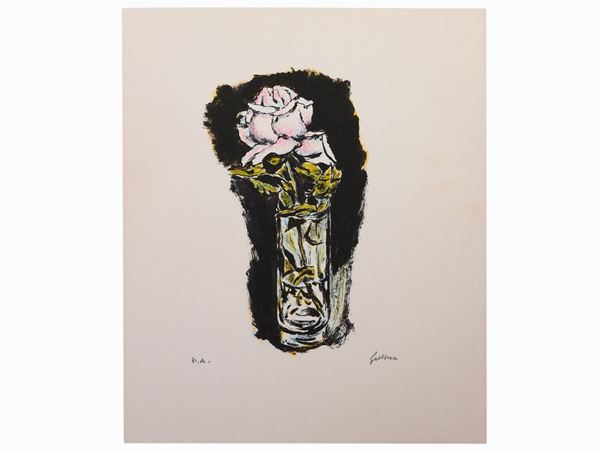 Renato Guttuso - Rose in a Vase and Lemon