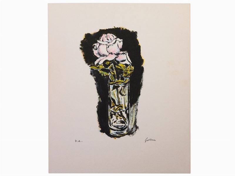 Renato Guttuso - Vaso con Rosa e Limoni