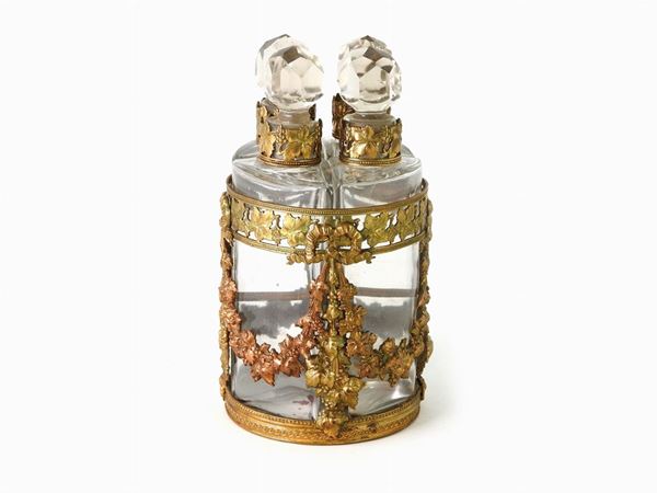 A Glass and Gilded Metal Perfume Set