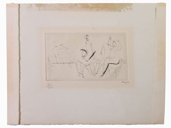 Henry Moore : Two Seated Figures 1951  ((1898-1986))  - Asta Arte Moderna e Contemporanea / Una scelta di opere su carta dalla Collezione Vasile - II - Maison Bibelot - Casa d'Aste Firenze - Milano