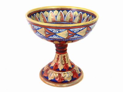 Alzata in Terracotta Smaltata a Lustro, Inizio del XX Secolo