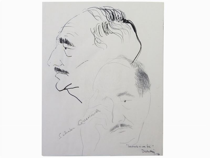 Rinaldo Frank Burattin - Ritratti di Marchiori, Ungaretti, Quasimodo, Cesetti, Guidi e Bartolin