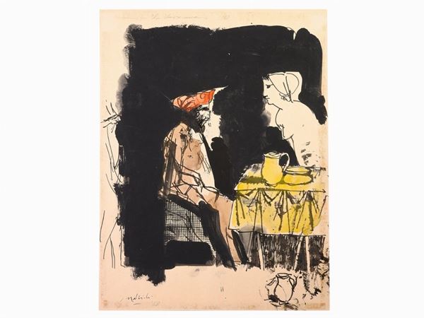 Carlo Mattioli : Illustrazione per la Venexiana 1968  ((1911-1994))  - Asta Arte moderna e contemporanea - Maison Bibelot - Casa d'Aste Firenze - Milano