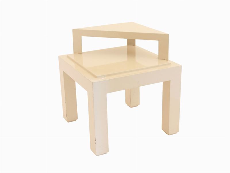 Tavolino da Appoggio in Legno Laccato Avorio