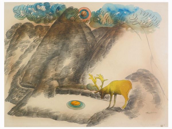 Aldo Turchiaro - Landscape with Deer