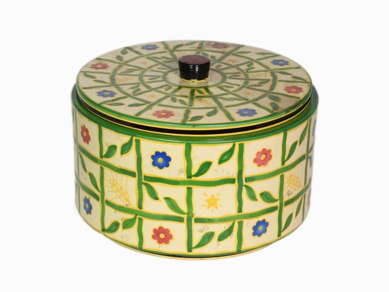 Grande Scatola Rotonda in Ceramica Policroma