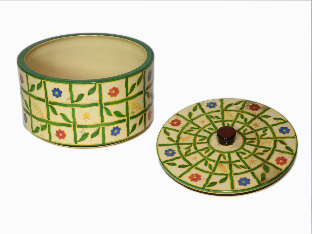 Grande Scatola Rotonda in Ceramica Policroma