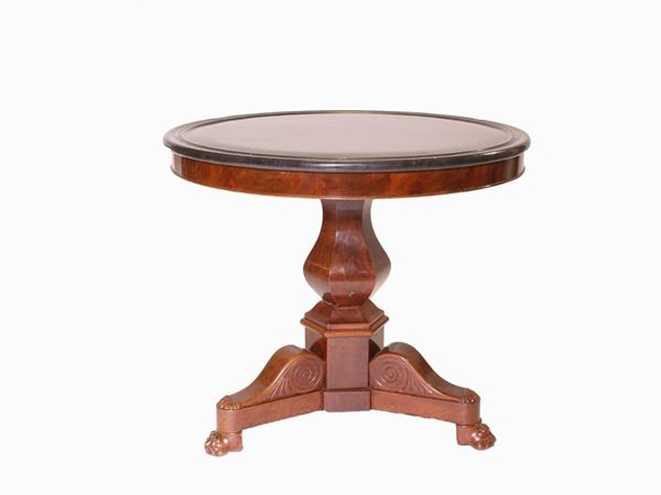 A Mahogany and Black Marble Side Table